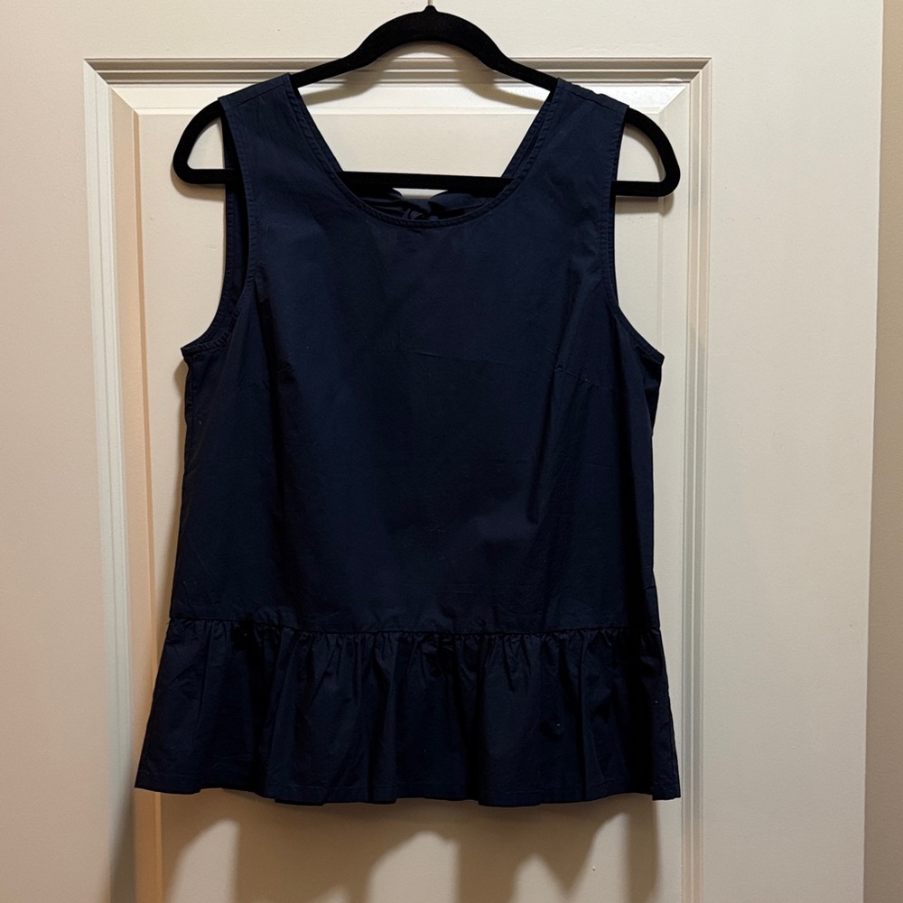 J. Crew Dark Blue Ruffle Hem Tank Top